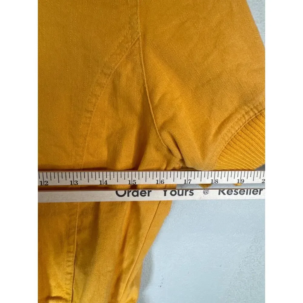 Wet Seal Yellow Cropped Short Sleeve Jacket L Ribbed Waist Button Retro Y2K Gorp